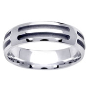 Long Carved Design 14K Wedding Band