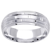 Three Row Alternating Design 14K Wedding Ring