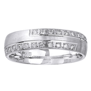14K White Gold Round Diamond Pave Edge Wedding Band