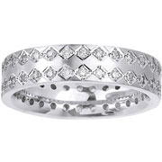 14K White Gold Diamond Pattern Eternity Ring 0.60ctw