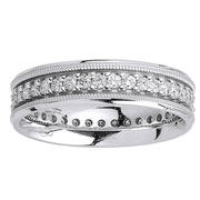 Prong Set Round Diamond Milgrain Eternity Band