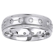 Milgrain 14K Round Diamond Eternity Wedding Band
