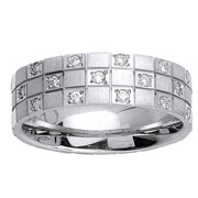Square Pattern Pave Set Diamond Wedding Band