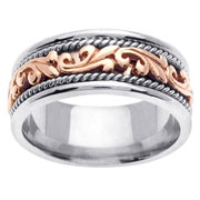 9mm Two Tone Art Deco Wedding Ring