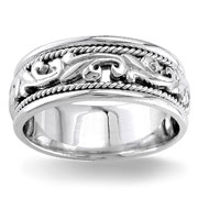 Hand Braided 9.00 mm 14K White Gold Wedding Band