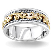 Hand Braided 9.0 mm 14K Two Tone Wedding Band
