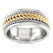 Hand Braided 8.00 mm 14K Two Tone Woven Wedding Band