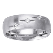 Staggered 14K White Gold Bezel Diamond Wedding Ring