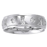 Designer Diamond Bezel White Gold Wedding Band