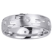 Carved Pattern Round Diamond 14K Wedding Ring