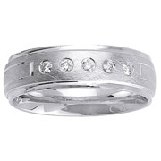 5 Diamond Bezel Set 14K Satin Wedding Ring