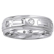 7mm 14K White Gold Bezel Diamond Wedding Band