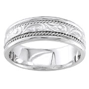 Hand Braided 7.00 mm 14K White Gold  Wedding Band