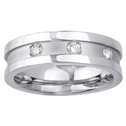 Three Stone Bezel Diamond 14K Wedding Band