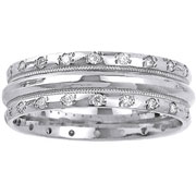 Pave Diamond Edge 14K White Gold Eternity Ring