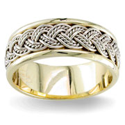 Hand Braided 8.00 mm 14K Two Tone Woven Wedding Band