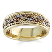 Hand Braided 9.00 mm 14K Tri Color Woven Wedding Band