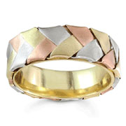 Hand Braided 7.00 mm 14K TriColor Wedding Band