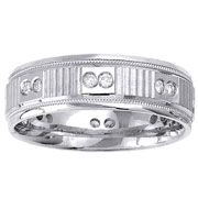 Double Diamond Textured Eternity 14K Wedding Band