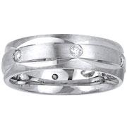 Brush Finish Diamond 14K Wedding Eternity Band