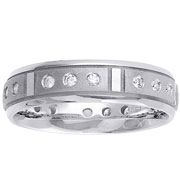Trio Diamond Pattern 14K Wedding Semi Eternity Band