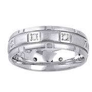 14K Round Diamond Satin Designer Wedding Eternity Band