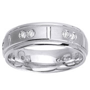 Double Diamond Brush Finish 14K Diamond Eternity Ring