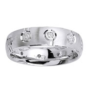 14K White Gold Round Alternating Design Diamond Wedding Ring