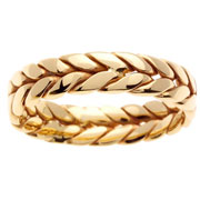 14K Wheat Braid 6mm Yellow Gold Wedding Band