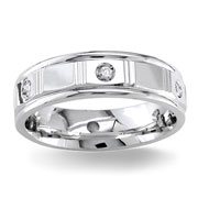 Diamond Wedding Band 14K White Gold 0.12 TCW
