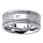 Princess Diamond Cord 14K White Gold Wedding Band