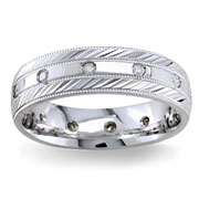 Diamond Wedding Band 14K White Gold 0.16 TCW