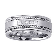 Princess Diamond Channel Set Cord 14kt White Gold Wedding Band