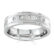 Diamond Wedding Band 14K White Gold 0.10 TCW