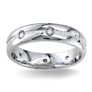 Diamond Wedding Band 14K White Gold 0.16 TCW