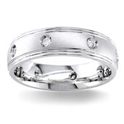 Diamond Wedding Band 14K White Gold 0.16 TCW