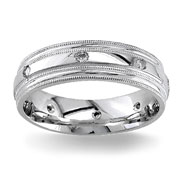 Diamond Wedding Band 14K White Gold 0.16 TCW