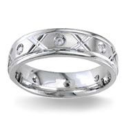 Diamond Wedding Band 14K White Gold 0.16 TCW