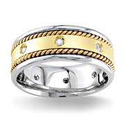 Diamond Wedding Band 14K Two tone 0.16 TCW
