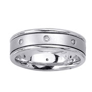 Satin Design 14K White Gold Wedding Eternity Band
