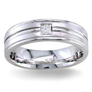 Diamond Wedding Band 14K White Gold 0.10 TCW