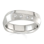 Diamond Wedding Band 14K White Gold 0.08 TCW