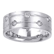 14K Round Diamond Staggered Wedding Band