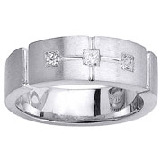 14K Designer Three Stone Diamond Wedding Band