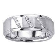 Three Row Striped Designer 14K Wedding band