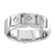 Diamond Wedding Band 14K White Gold 0.21 TCW