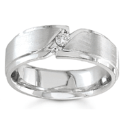 Diamond Wedding Band 14K White Gold 0.10 TCW