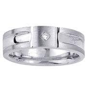14K White Gold Princess Solitaire Diamond Band