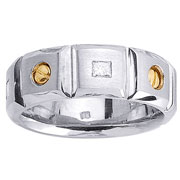 Two Tone 14K Gold Princess Bezel Wedding Ring