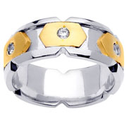 Round Diamond 14K Two Tone Gold Designer Eternity Band